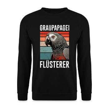 Grau Papagei Flüsterer African Grey Whisperer - Unisex Pullover - Schwarz - Vorne - Alina (178cm) & Michal (187cm)