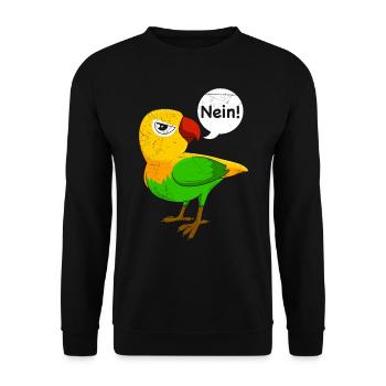 Liebesvögel Nein! sturre Vögel Lovebirds Papageien - Unisex Pullover - Schwarz - Vorne - Alina (178cm) & Michal (187cm)