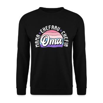 Oma Chefin Großmutter Muttertag Granny Ehefrau - Unisex Pullover - Schwarz - Vorne - Alina (178cm) & Michal (187cm)