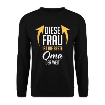 Beste Oma Muttertag weltbeste Oma Großmutter - Unisex Pullover - Schwarz - Vorne - Alina (178cm) & Michal (187cm)