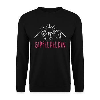 Gipfelhelden Mountain Girl Bergfan Wanderer Berge - Unisex Pullover - Schwarz - Vorne - Alina (178cm) & Michal (187cm)