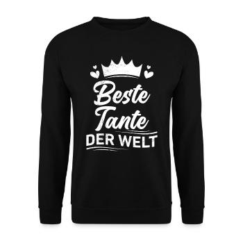 Beste Tante Muttertag Tanten weltbeste Tante - Unisex Pullover - Schwarz - Vorne - Alina (178cm) & Michal (187cm)