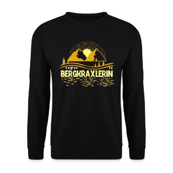 Bergkraxlerin Bergfan Wandern Wanderer - Unisex Pullover - Schwarz - Vorne - Alina (178cm) & Michal (187cm)