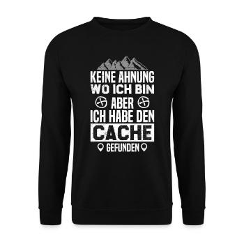 Geocaching Ich habe den Cache gefunden GPS Schatz - Unisex Pullover - Schwarz - Vorne - Alina (178cm) & Michal (187cm)