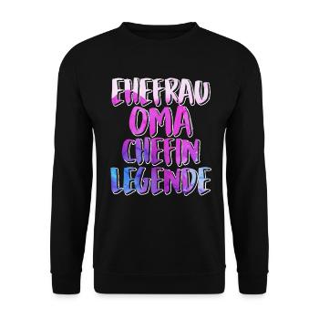 Oma Chefin Großmutter Muttertag Granny Ehefrau - Unisex Pullover - Schwarz - Vorne - Alina (178cm) & Michal (187cm)