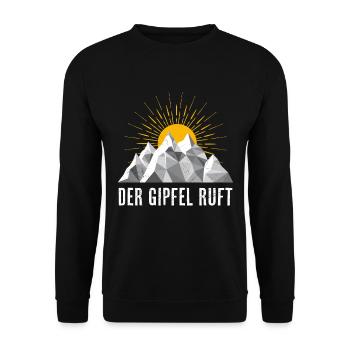 Der Gipfel ruft Bergsteiger Bergfan - Unisex Pullover - Schwarz - Vorne - Alina (178cm) & Michal (187cm)