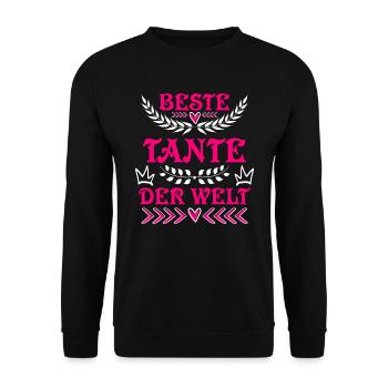 Weltbeste Tante Muttertag Beste Tante Aunties - Unisex Pullover - Schwarz - Vorne - Alina (178cm) & Michal (187cm)