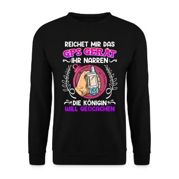 Geocacher Reichet mir das GPS Gerät ihr Narren - Unisex Pullover - Schwarz - Vorne - Alina (178cm) & Michal (187cm)