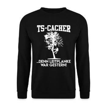 Geocaching Geocacher GPS Schnitzeljagd - Unisex Pullover - Schwarz - Vorne - Alina (178cm) & Michal (187cm)