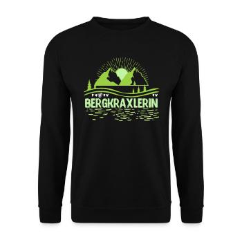 Bergkraxlerin Bergfan Wandern Wanderer - Unisex Pullover - Schwarz - Vorne - Alina (178cm) & Michal (187cm)