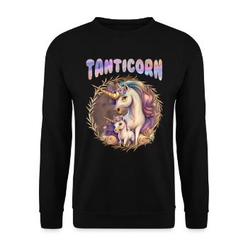 Tanticorn Tanten Muttertag Einhorn Fan Aunt - Unisex Pullover - Schwarz - Vorne - Alina (178cm) & Michal (187cm)
