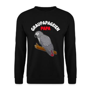Grau Papageien Papa Papagei Fan Männer - Unisex Pullover - Schwarz - Vorne - Alina (178cm) & Michal (187cm)