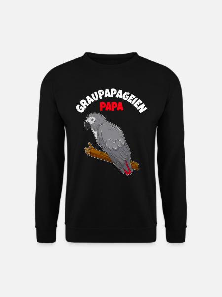 Grau Papageien Papa Papagei Fan Männer - Unisex Pullover - Schwarz