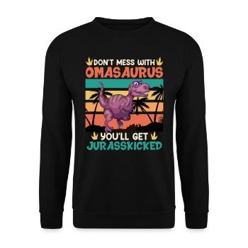Omasaurus Muttertag Grandma Mama Tag Oma - Unisex Pullover - Schwarz - Vorne - Alina (178cm) & Michal (187cm)