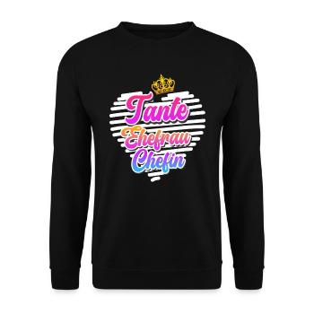 Tante Ehefrau Chefin Legende Muttertag Tanten - Unisex Pullover - Schwarz - Vorne - Alina (178cm) & Michal (187cm)