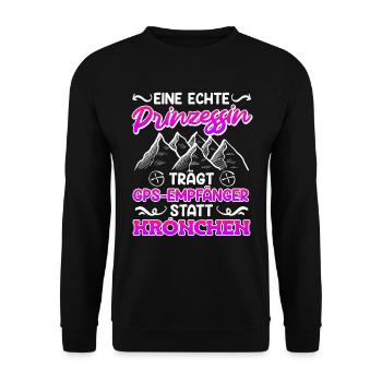 Geocache Eine echte Prinzessin trägt GPS Empfänger - Unisex Pullover - Schwarz - Vorne - Alina (178cm) & Michal (187cm)