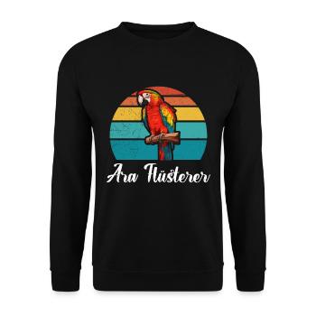 Ara Flüsterer Macaw Whisperer Papageien Fan - Unisex Pullover - Schwarz - Vorne - Alina (178cm) & Michal (187cm)