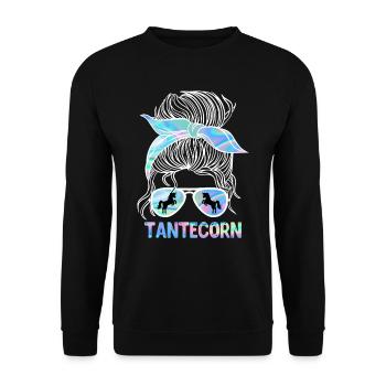 Tanticorn Einhorn Tanten Muttertag Unicorn - Unisex Pullover - Schwarz - Vorne - Alina (178cm) & Michal (187cm)
