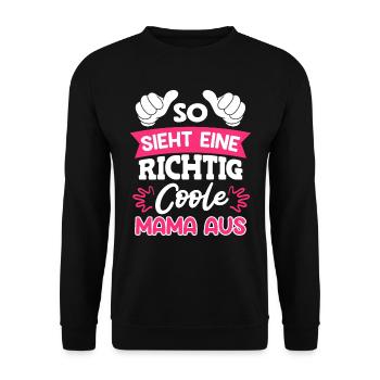 Coole Mama Muttertag weltbeste Mama Mothersday - Unisex Pullover - Schwarz - Vorne - Alina (178cm) & Michal (187cm)