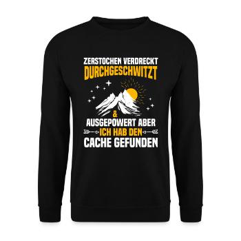 Geocacher Ich hab den Cache gefunden Geocache - Unisex Pullover - Schwarz - Vorne - Alina (178cm) & Michal (187cm)