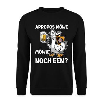 Apropos Möwe Mowie noch Een? Möwen Shirt - Unisex Pullover - Schwarz - Vorne - Alina (178cm) & Michal (187cm)