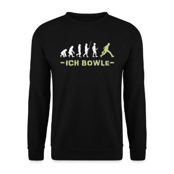 Evolution Bowling Shirt Ich Bowle Bowlingspieler - Unisex Pullover - Schwarz - Vorne - Alina (178cm) & Michal (187cm)