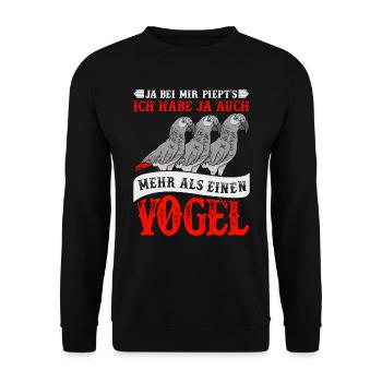 Grau Papagei Bei mir piept´s African Grey - Unisex Pullover - Schwarz - Vorne - Alina (178cm) & Michal (187cm)