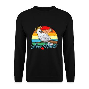 L’amour fait mal au porte-perroquet oiseau cacatoès - Sweat-shirt Unisexe - noir - Devant - Alina (178cm) & Michal (187cm)