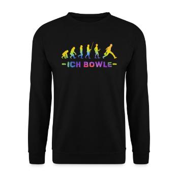 Evolution Bowling Shirt Ich Bowle Bowlingspieler - Unisex Pullover - Schwarz - Vorne - Alina (178cm) & Michal (187cm)