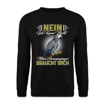 African Gray Kann nicht Graupapagei braucht mich - Unisex Pullover - Schwarz - Vorne - Alina (178cm) & Michal (187cm)