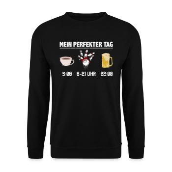 Mein Perfekter Tag Kaffee Fan Bierfan - Unisex Pullover - Schwarz - Vorne - Alina (178cm) & Michal (187cm)