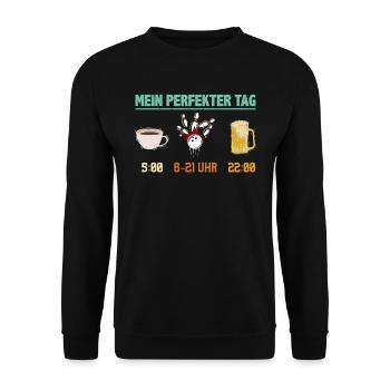Mein Perfekter Tag Kaffee Fan Bierfan - Unisex Pullover - Schwarz - Vorne - Alina (178cm) & Michal (187cm)