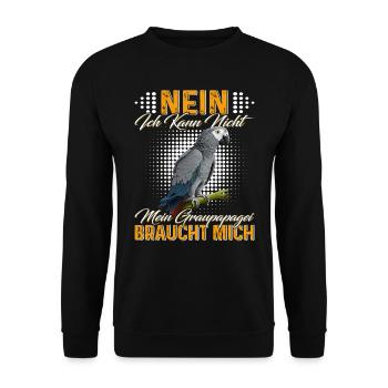 African Gray Kann nicht Graupapagei braucht mich - Unisex Pullover - Schwarz - Vorne - Alina (178cm) & Michal (187cm)