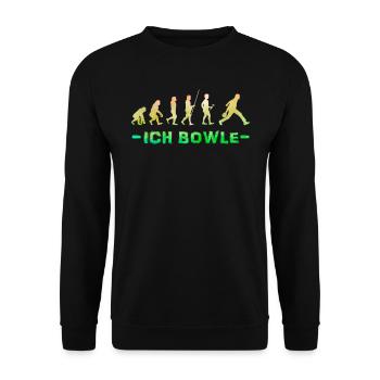 Evolution Bowling Shirt Ich Bowle Bowlingspieler - Unisex Pullover - Schwarz - Vorne - Alina (178cm) & Michal (187cm)