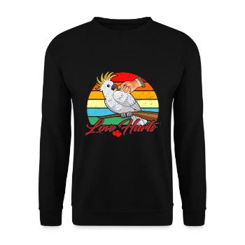 L’amour fait mal au porte-perroquet oiseau cacatoès - Sweat-shirt Unisexe - noir - Devant - Alina (178cm) & Michal (187cm)