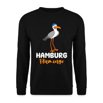 Hamburg Flamingo Norddeutschland Möwen Shirt - Unisex Pullover - Schwarz - Vorne - Alina (178cm) & Michal (187cm)