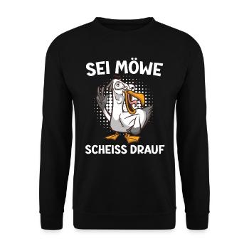 Sei Möwe Scheiss drauf Möwen Vogelliebhaber - Unisex Pullover - Schwarz - Vorne - Alina (178cm) & Michal (187cm)