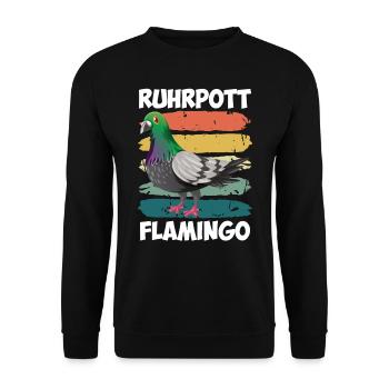 Ruhrpott Flamingo Taubenliebhaber Tauben - Unisex Pullover - Schwarz - Vorne - Alina (178cm) & Michal (187cm)
