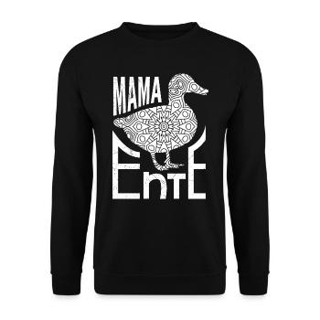 Mama Ente Entenliebhaber Entchen Entenhalter - Unisex Pullover - Schwarz - Vorne - Alina (178cm) & Michal (187cm)