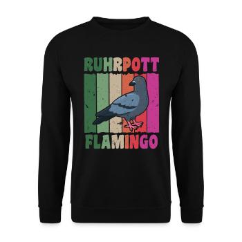 Ruhrpott Flamingo Taubenfreunde Tauben Fan - Unisex Pullover - Schwarz - Vorne - Alina (178cm) & Michal (187cm)