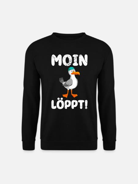 Moin Löppt! Möwen Vogelliebhaber Morgen Möwe - Unisex Pullover - Schwarz
