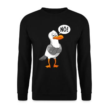Möwen Nö! sture Möwe Seevogel Seagull - Unisex Pullover - Schwarz - Vorne - Alina (178cm) & Michal (187cm)