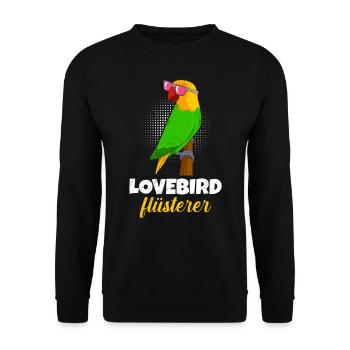 Lovebird Flüsterer Lovebird Whisperer Liebesvögel - Unisex Pullover - Schwarz - Vorne - Alina (178cm) & Michal (187cm)