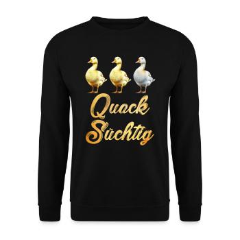 Entenhalter Quack Süchtig Entchen Entenzucht - Unisex Pullover - Schwarz - Vorne - Alina (178cm) & Michal (187cm)