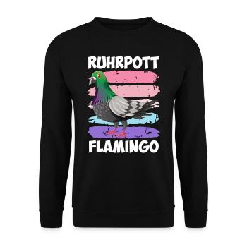 Ruhrpott Flamingo Taubenliebhaber Tauben - Unisex Pullover - Schwarz - Vorne - Alina (178cm) & Michal (187cm)