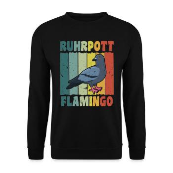 Ruhrpott Flamingo Taubenfreunde Tauben Fan - Unisex Pullover - Schwarz - Vorne - Alina (178cm) & Michal (187cm)