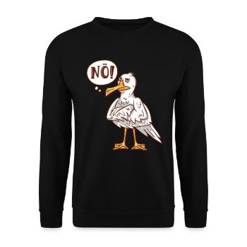 Möwen NÖ! Plattdeutscher Vogelliebhaber Shirt - Unisex Pullover - Schwarz - Vorne - Alina (178cm) & Michal (187cm)