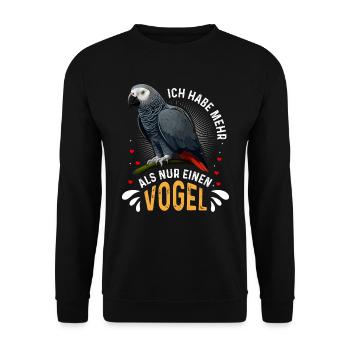 Grau Papagei Bei mir piept´s African Grey - Unisex Pullover - Schwarz - Vorne - Alina (178cm) & Michal (187cm)