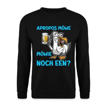 Apropos Möwe Mowie noch Een? Möwen Shirt - Unisex Pullover - Schwarz - Vorne - Alina (178cm) & Michal (187cm)