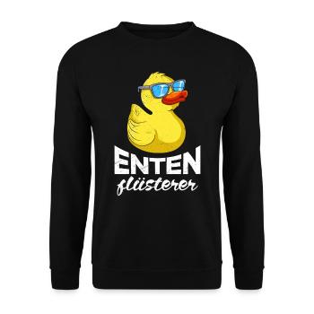 Enten Flüsterer Entenliebhaber Entchen Ente - Unisex Pullover - Schwarz - Vorne - Alina (178cm) & Michal (187cm)